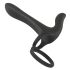 Svart fløyel - oppladbar 2-i-1 parvibrator og penisring (svart)
