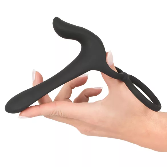 Black Velvets - oppladbar 2-i-1 vibrator og penisering (svart)