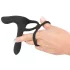Black Velvets - oppladbar 2-i-1 vibrator og penisering (svart)