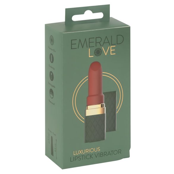 Emerald Love - oppladbar, vanntett leppestiftvibrator (rød)