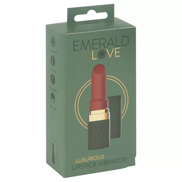 Emerald Love - oppladbar, vanntett leppestiftvibrator (rød)