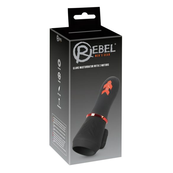 Rebel - oppladbar, dobbeltmotorisk penishodestimulator (svart)