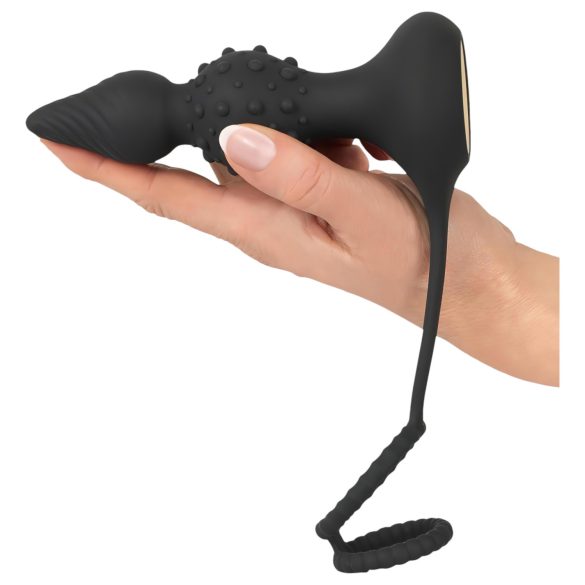 Rebel 2-i-1 - oppladbar, trådløs analvibrator med penisring (svart)