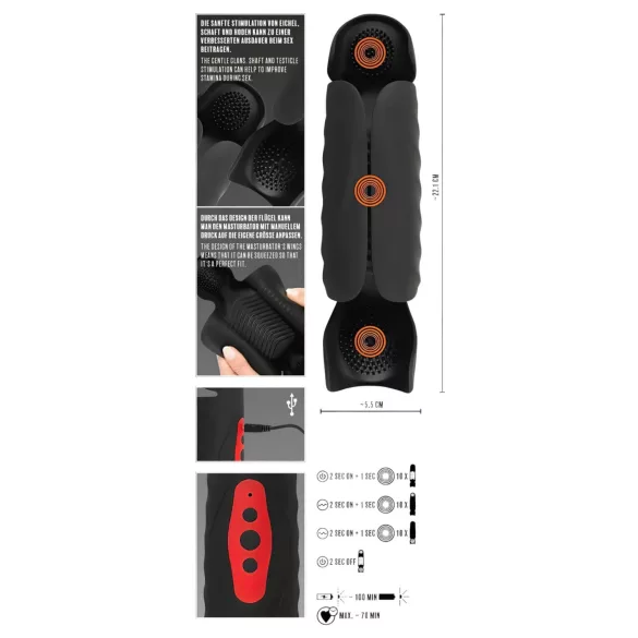 Rebel - 3-motors kukvibrator (svart)