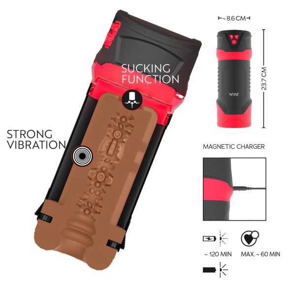 WYNE 04 - Oppladbar, vibrerende sugemasturbator (brun)