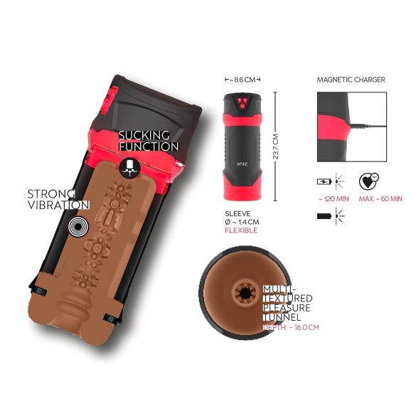 WYNE 01 - oppladbar, vibrerende og varmende masturbator (svart)