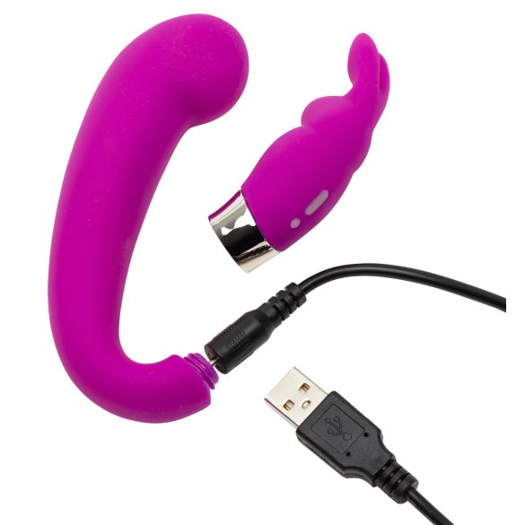Happyrabbit Mini G - oppladbar G-punkt vibrator med klitorisstimulator (lilla)
