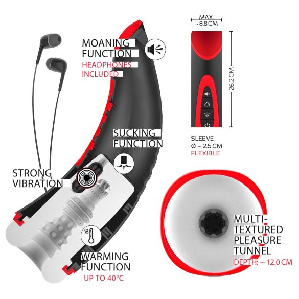 WYNE 03 - oppladbar, vibrerende sugemasturbator (svart)