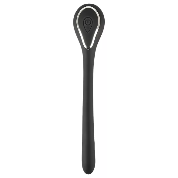 Penisplugg-dilator - oppladbar, vibrerende dilator (1 cm, svart)