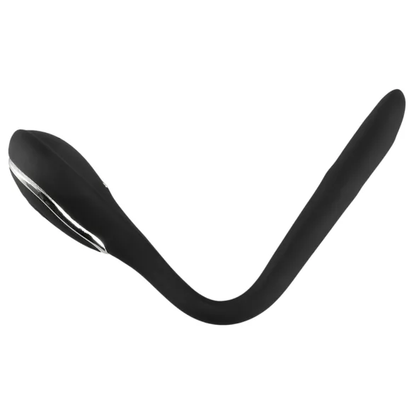 Penisplugg-dilator - oppladbar, vibrerende dilator (1 cm, svart)