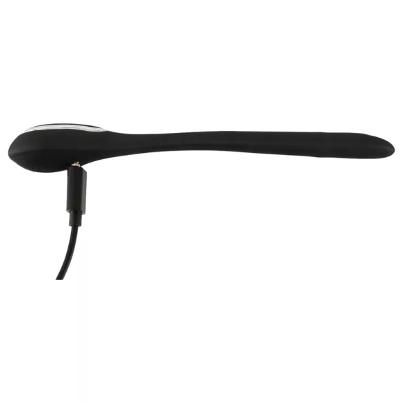 Penisplugg-dilator - oppladbar, vibrerende dilator (1 cm, svart)