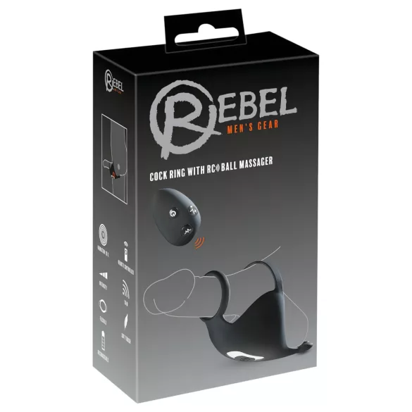 Rebel - oppladbar penis- og testikkelvibrator (svart)