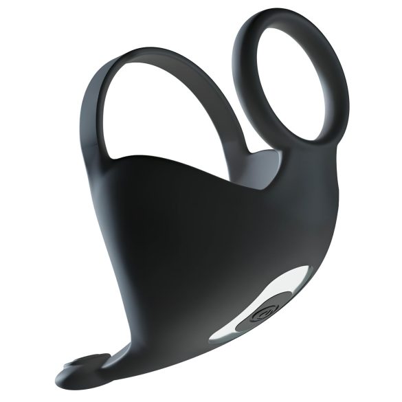 Rebel - oppladbar penis- og testikkelvibrator (svart)