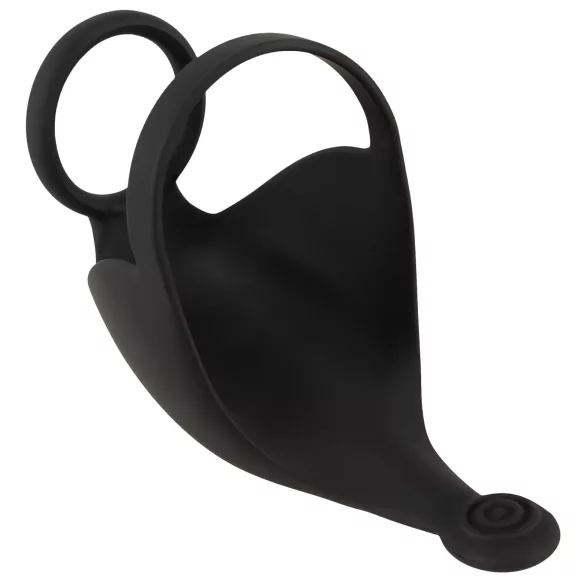 Rebel - oppladbar penis- og testikkelvibrator (svart)