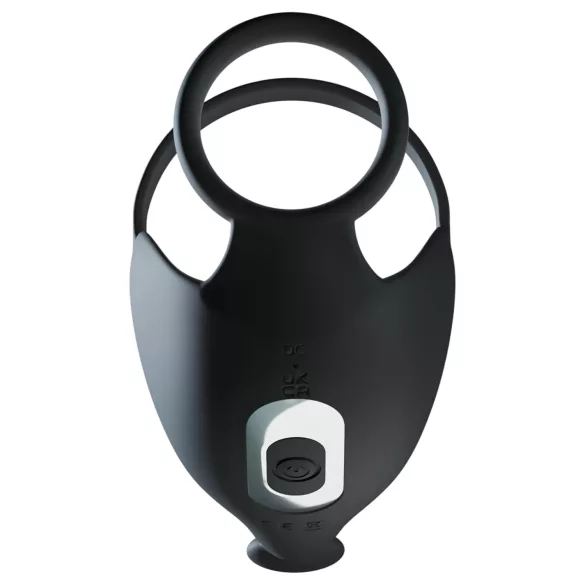 Rebel - oppladbar penis- og testikkelvibrator (svart)