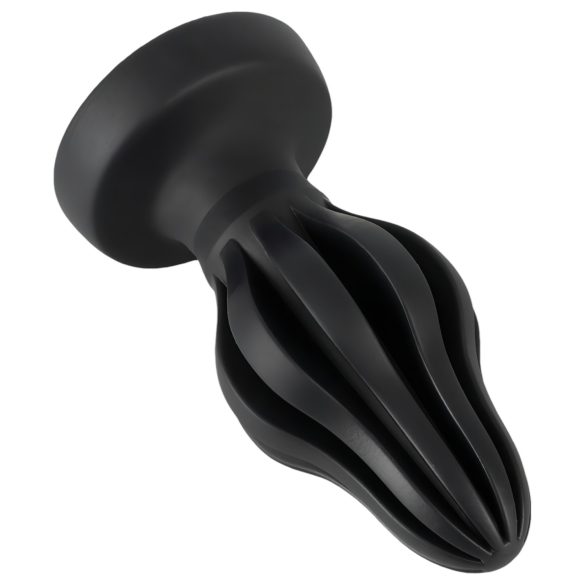 ANOS - ribbet myk analplug - 7cm (svart)