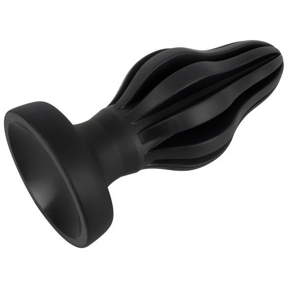 ANOS - ribbet myk analplug - 7cm (svart)
