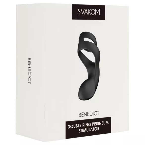 Svakom Benedict - svart vibrerende penisring med perineumstimulator
