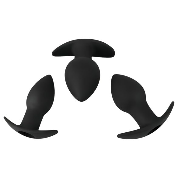 Black Velvet - oppladbar analvibratorsett - 3 deler (svart)