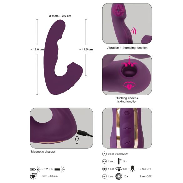 Javida - 4-i-1 klitorisstimulator med vibrator (lilla)