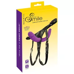 SMILE - dobbelt strap-on m/underkant (lilla-svart)