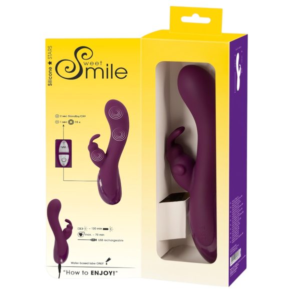 SMILE - trådløs vibrator med 3 motorer og klitorisstimulator (lilla)