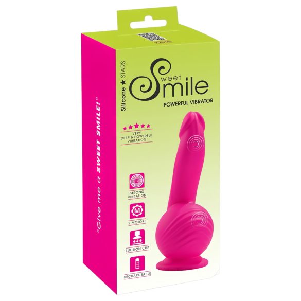 SMILE Powerful - oppladbar, 2-motors sugekoppvibrator (rosa)