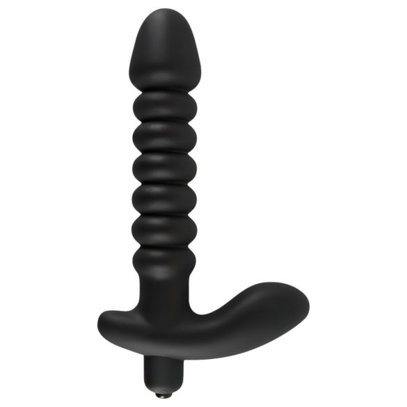 Svart Fløyel riflet vibrator - medium (svart)