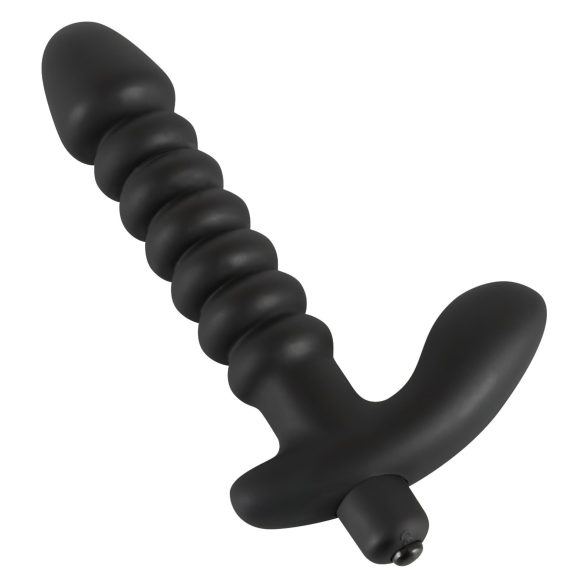 Svart Fløyel riflet vibrator - medium (svart)