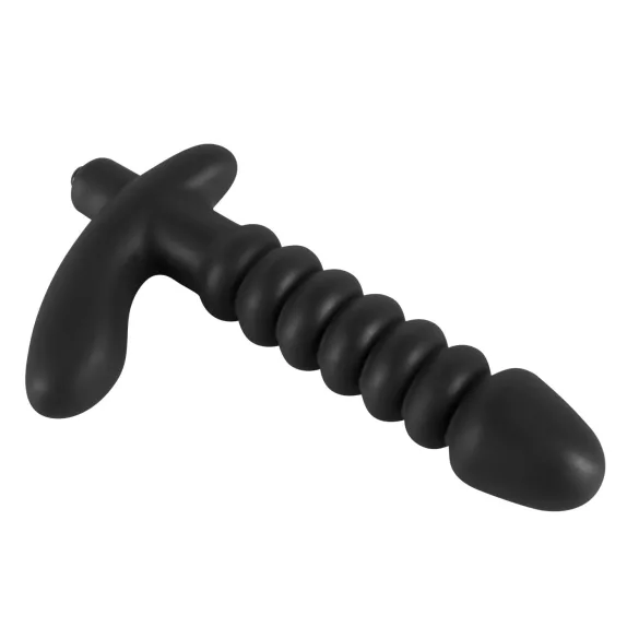 Svart Fløyel riflet vibrator - medium (svart)