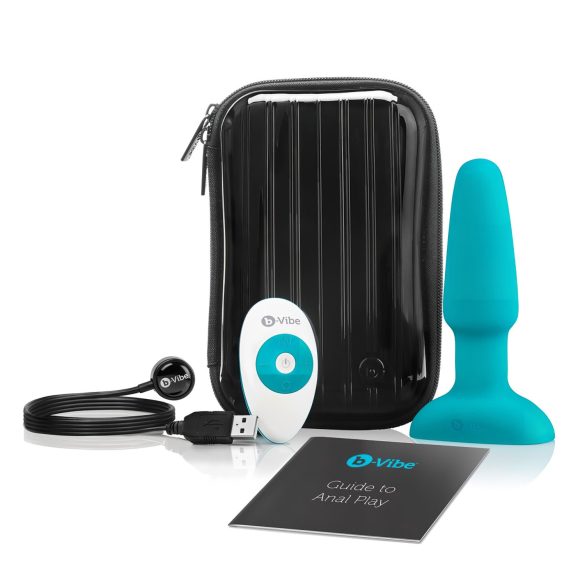 b-Vibe - roterende turkis analperle vibrator med batteri