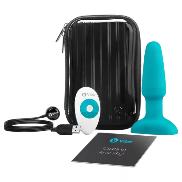 b-Vibe - roterende turkis analperle vibrator med batteri