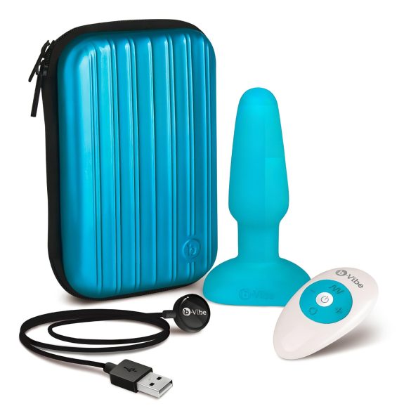 b-Vibe - roterende turkis analperle vibrator med batteri