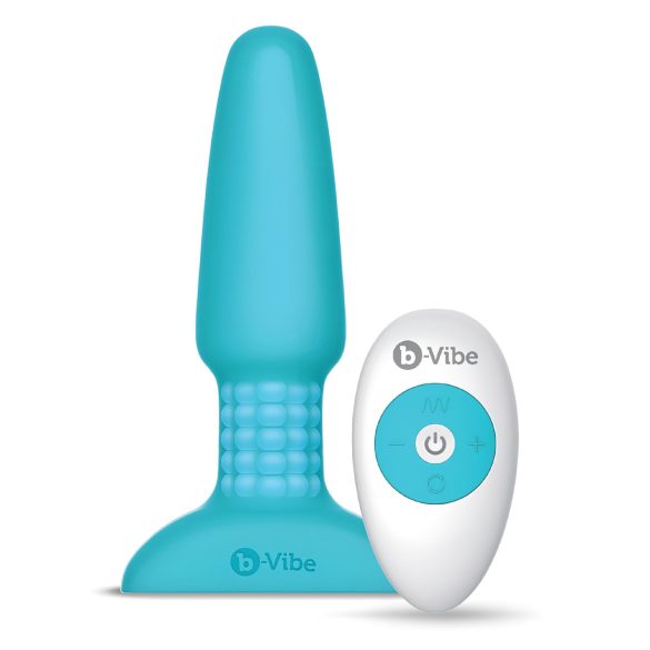b-Vibe - roterende turkis analperle vibrator med batteri