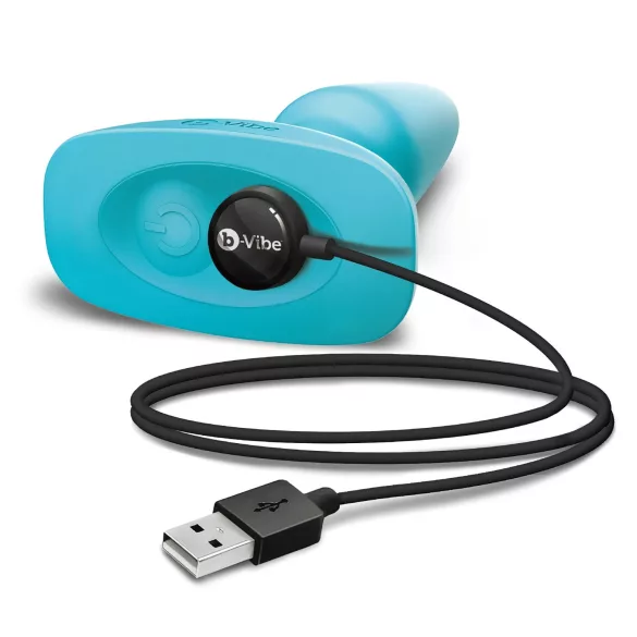 b-Vibe - roterende turkis analperle vibrator med batteri
