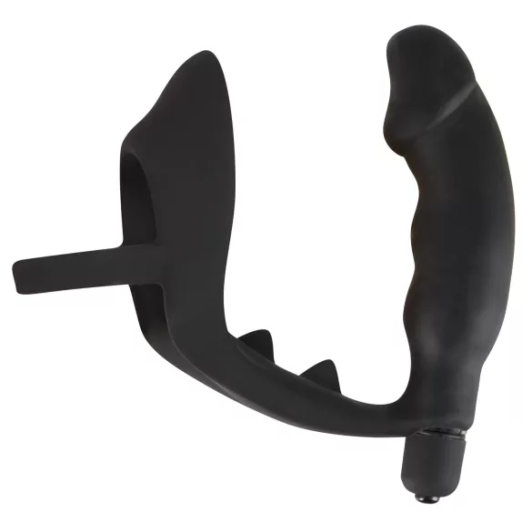 Svart Fløyel - Vibrator med peniskrans og analring (svart)