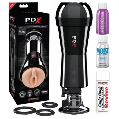  PDX Cock Compressor - sugende, vibrerende fitte masturbator (svart)