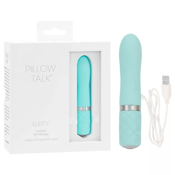Pillow Talk Flirty – oppladbar stavvibrator (turkis)
