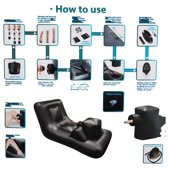 Mørk Magi - batteridrevet sexmaskin med seng (svart)