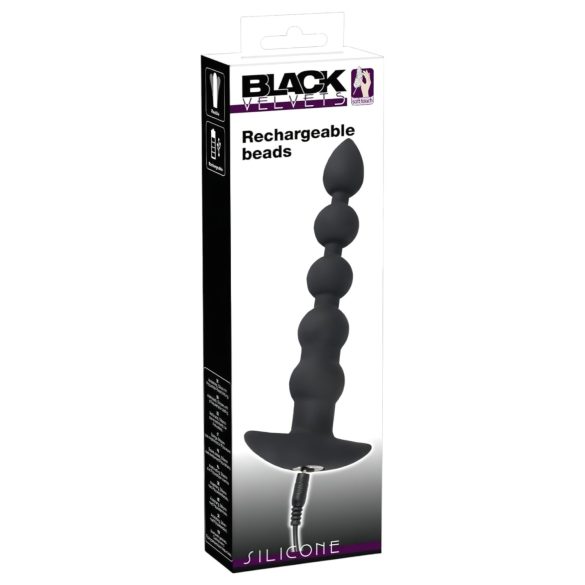 Black Velvet - 5 perlers analt vibrator (svart)