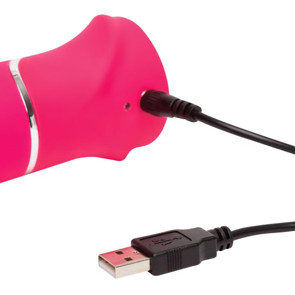 Happyrabbit Thruster - oppladbar, rosa vibrator med klitorisarm