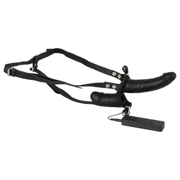 Double Thruster - festbar svart dobbeltvibrator