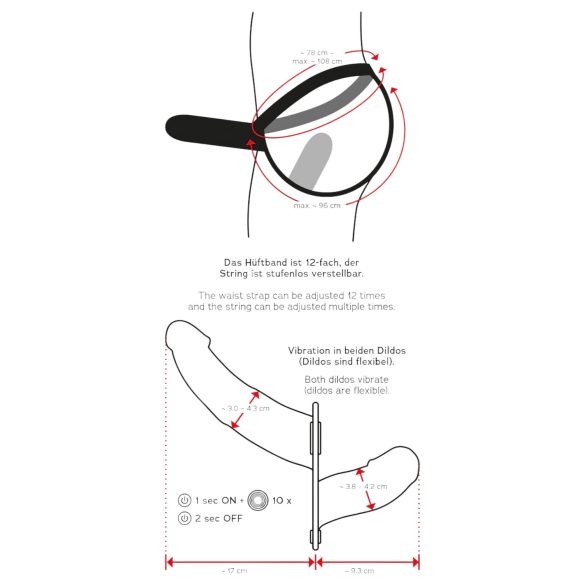 Double Thruster - festbar svart dobbeltvibrator