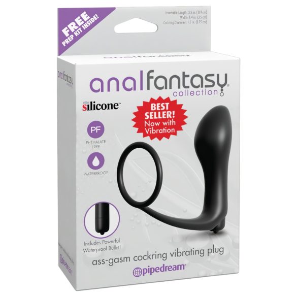 Analfantasy - fingeranalen vibrator med penisring (svart)