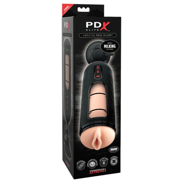 PDX Elite Mega Milker - Varmende, vibrerende masturbator (svart)