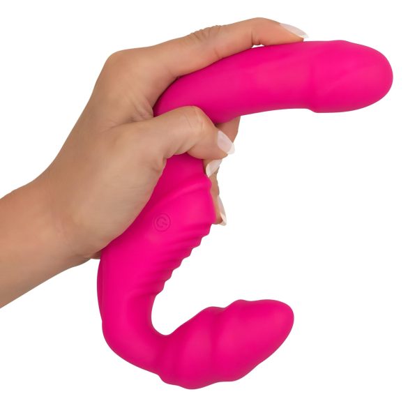 Double2Teaser - festbar stroppeløs vibrator (rosa)