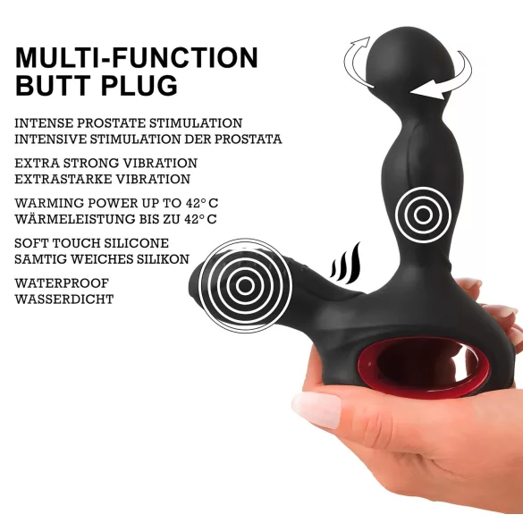 You2Toys Massasjestav - roterende og oppvarmende prostata vibrator (svart)