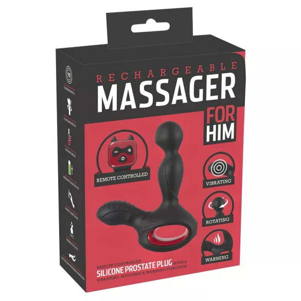 You2Toys Massasjestav - roterende og oppvarmende prostata vibrator (svart)