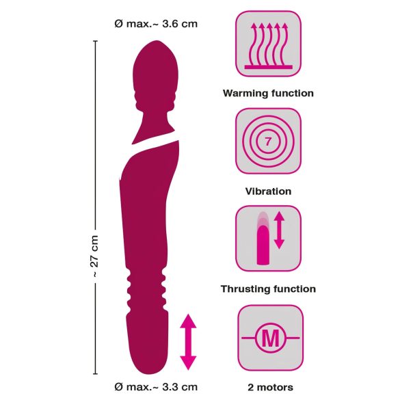 Javida Thrusting - 3-i-1 massasjevibrator (rød)