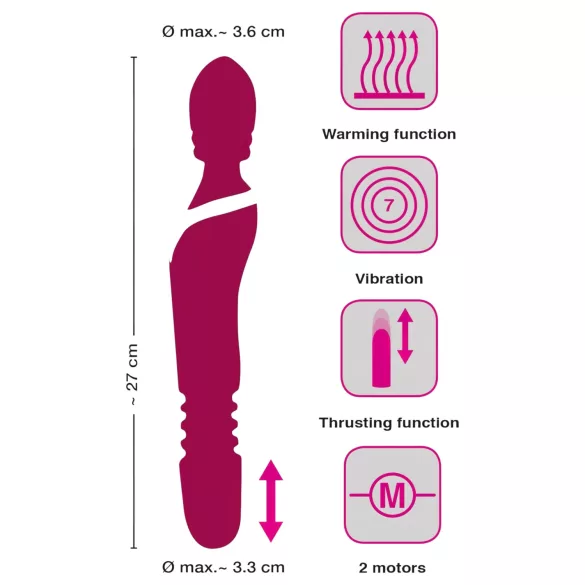 Javida Thrusting - 3-i-1 massasjevibrator (rød)